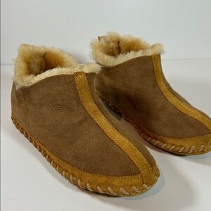 L.L. Bean Shearling Slippers Wicked Good Suede Fur Lined Slippers Women Size 5